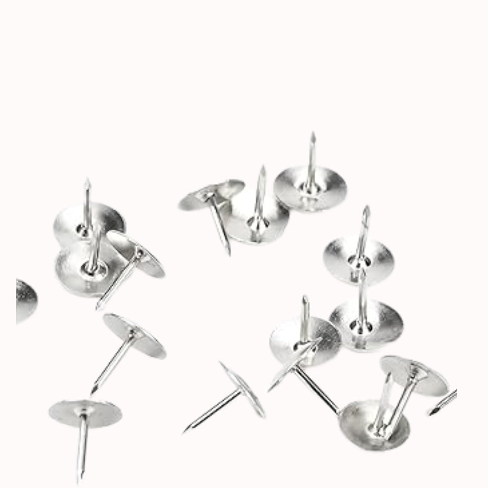 100 Pieces Weibo Tacks Packs Thumbtacks, Bulletin Board Tacks, Round Heads for Office, School, Home (Silver)