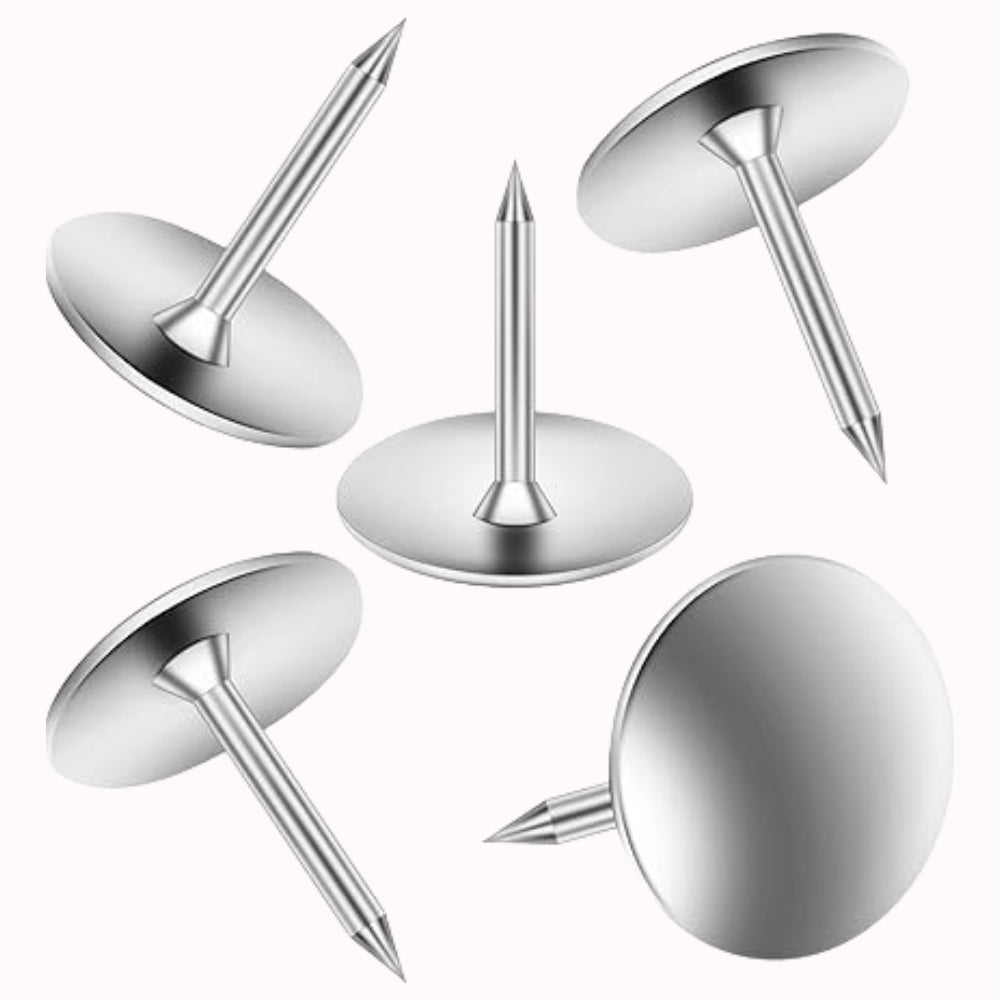 100 Pieces Weibo Tacks Packs Thumbtacks, Bulletin Board Tacks, Round Heads for Office, School, Home (Silver)