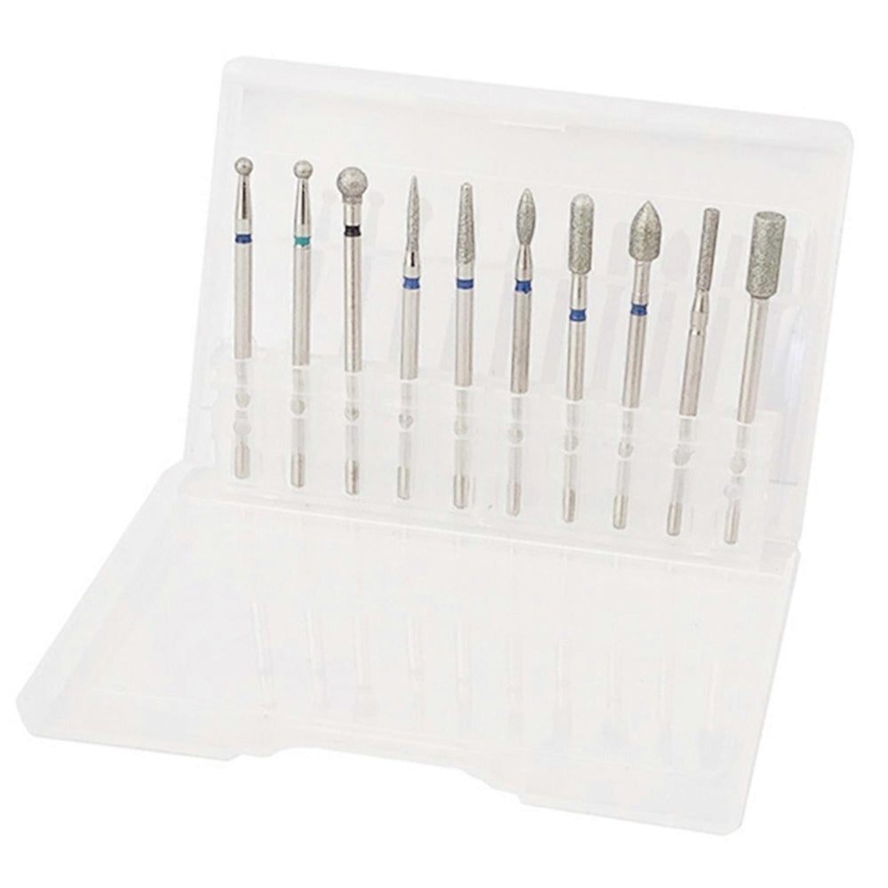 10pcs Nail Drill Bit Set Portable Home Salon Emery Cuticle Remover Bits for Nail Artist Beginner