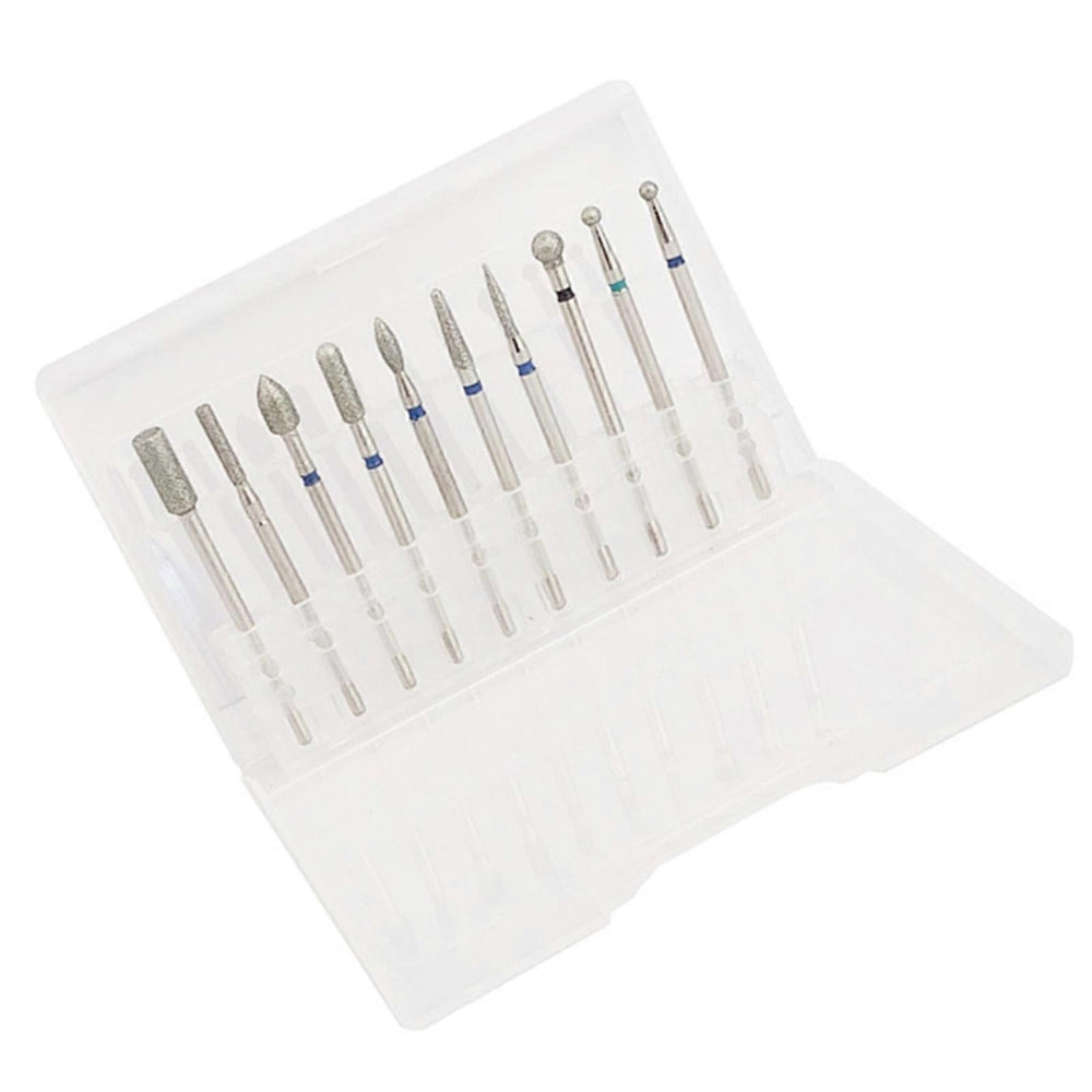 10pcs Nail Drill Bit Set Portable Home Salon Emery Cuticle Remover Bits for Nail Artist Beginner