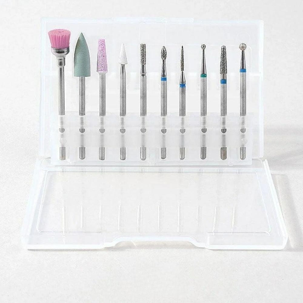 10pcs Nail Drill Bits Set 1/9" Shank Tungsten Carbide Cuticle Polishing Nail Bit for Removing Acrylic Gel Nails Cuticle