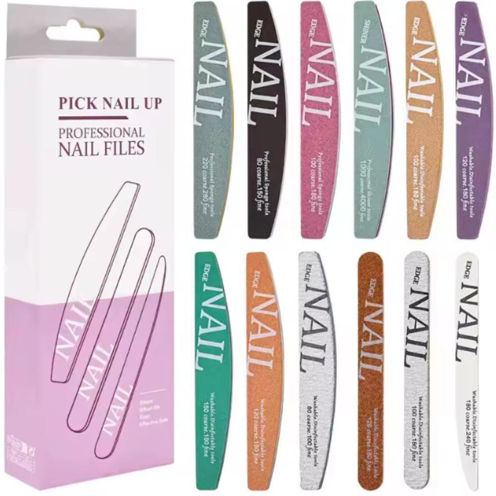 12 Pieces Professional Nail Files, Various Sizes Sanding Files, Nail Files, DIY Salon Tools