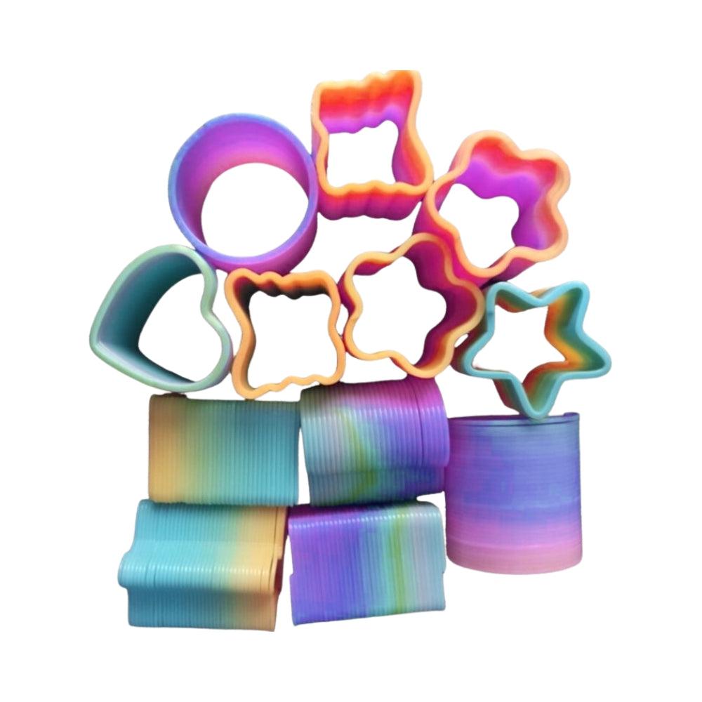 12 Pcs Mini Rainbow Slinky Spring / Geometric Shape Rainbow Spring Toy