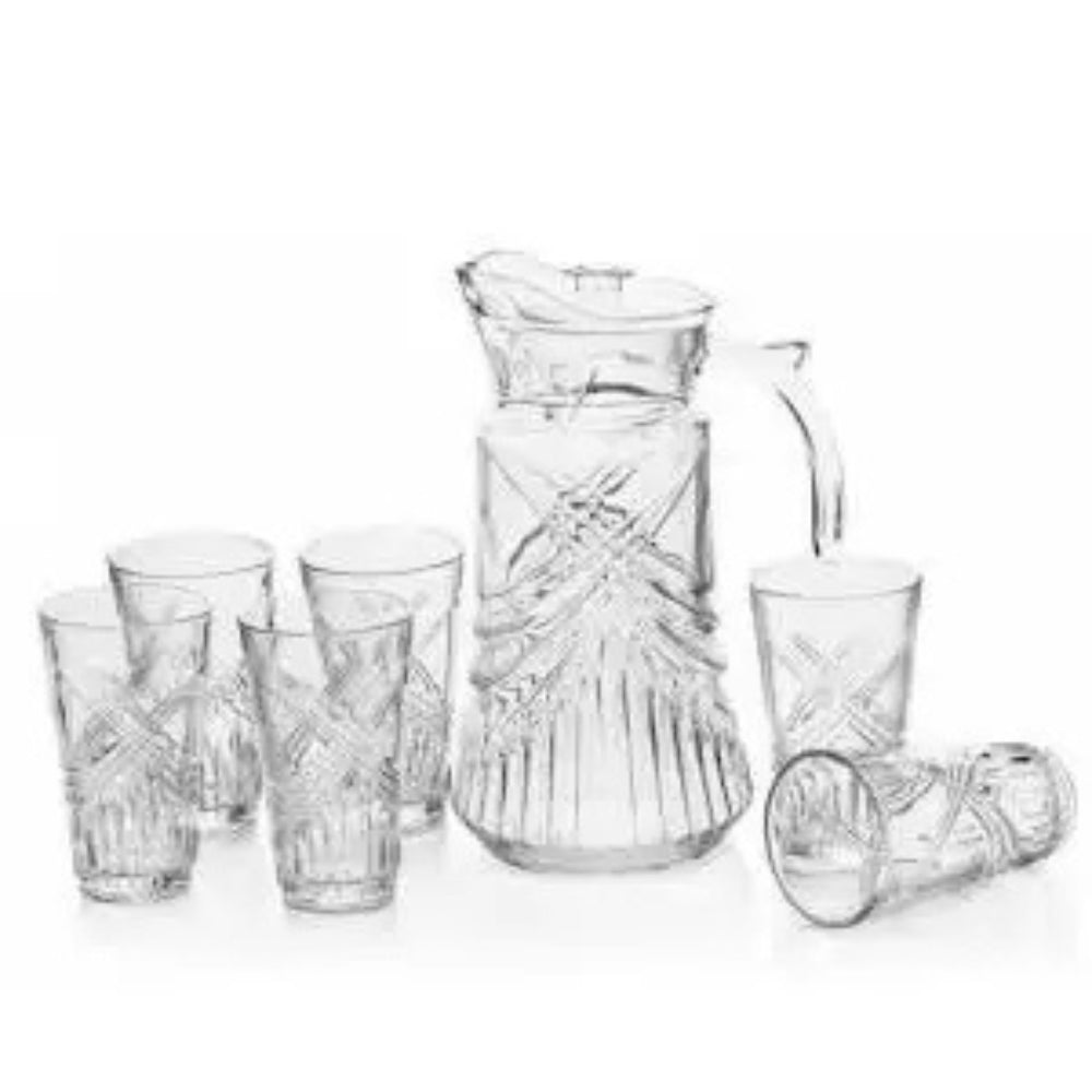 1Pc Glass Jug And 6Pcs Glass Cup Set