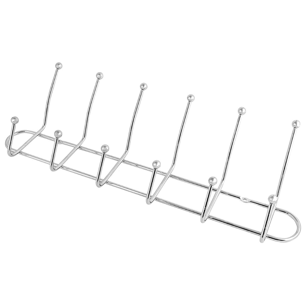 1pc Stainless Steel Double-Row Hook Rustproof Nail Metal Hanger for Pans Cups Bags and Towels for Kitchen Bathroom and Closet Organization
