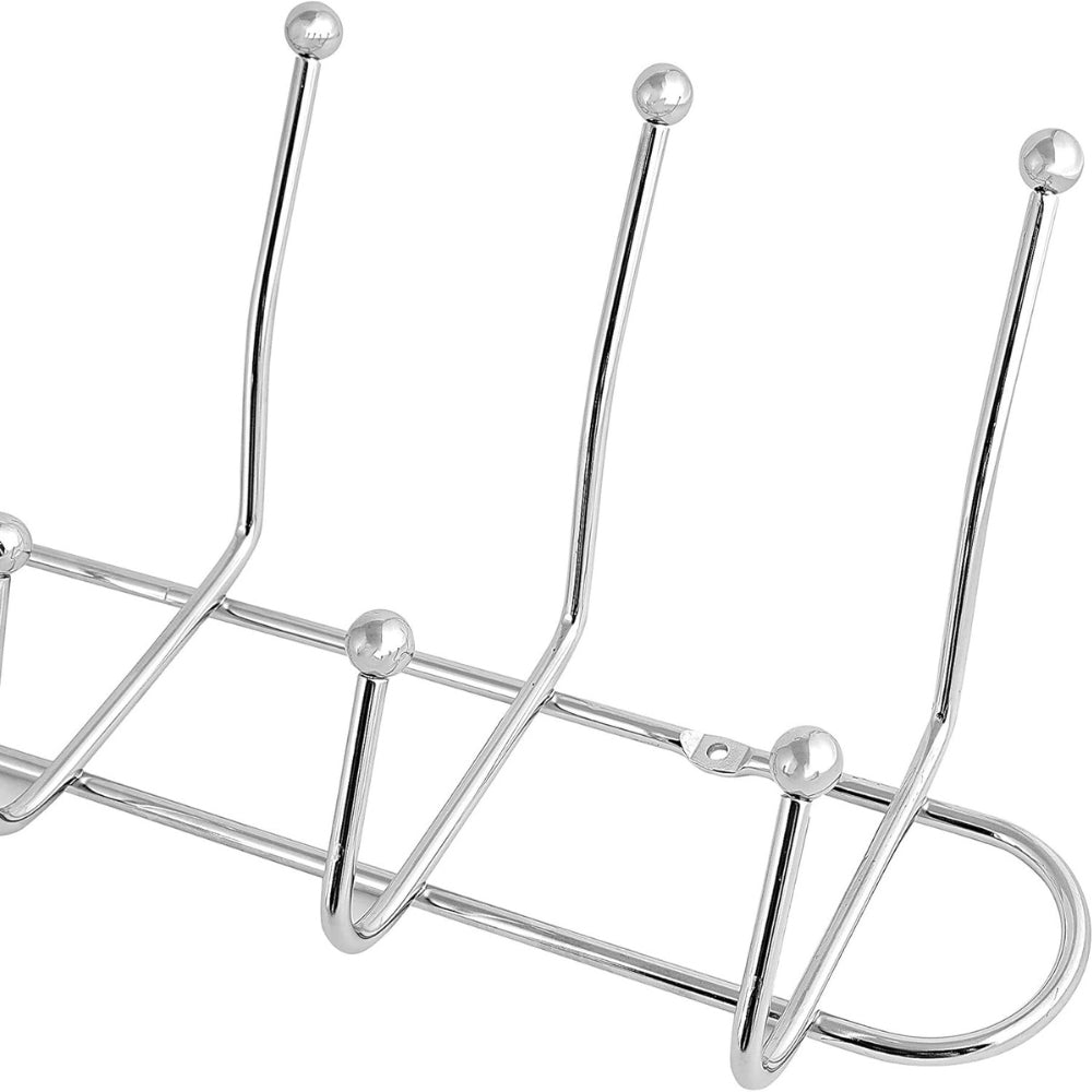 1pc Stainless Steel Double-Row Hook Rustproof Nail Metal Hanger for Pans Cups Bags and Towels for Kitchen Bathroom and Closet Organization