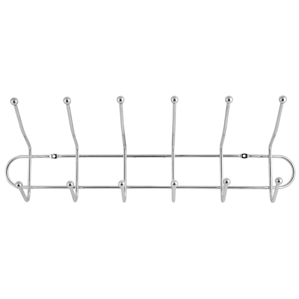 1pc Stainless Steel Double-Row Hook Rustproof Nail Metal Hanger for Pans Cups Bags and Towels for Kitchen Bathroom and Closet Organization