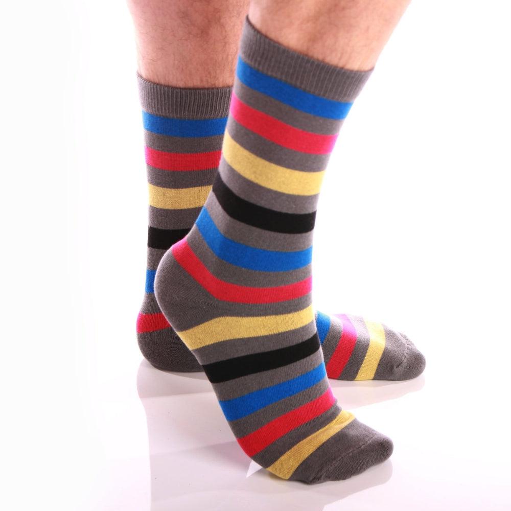 2 Set 2 Pairs Exclusive Boys’s And Girl Colorful Stripe Dark Grey Soft Socks Amedeo Exclusive