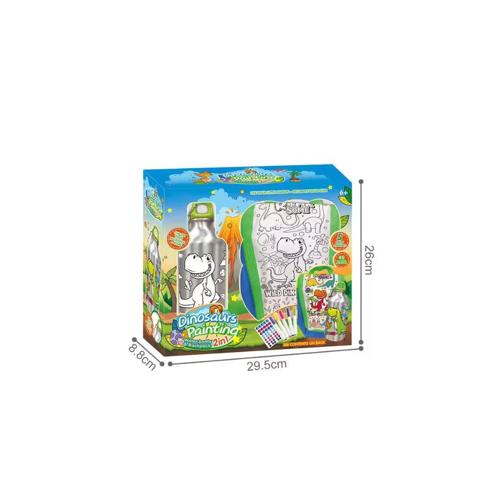 2 in 1 DIY Dinosaur Doodle Painting Toys with 500ML Water Bottles Sets Painting Water Bottle Toys for Gift Game