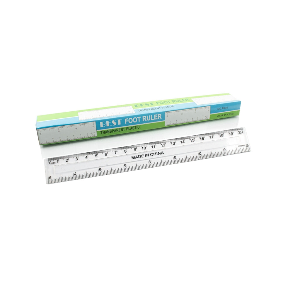 20cm Transparent clear Plastic Scale Ruler 24 Pcs