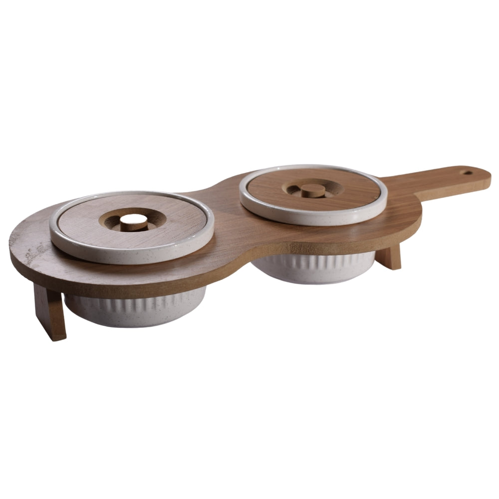 2Pcs Spice & Breakfast & Jam Set, Wooden Serving Set