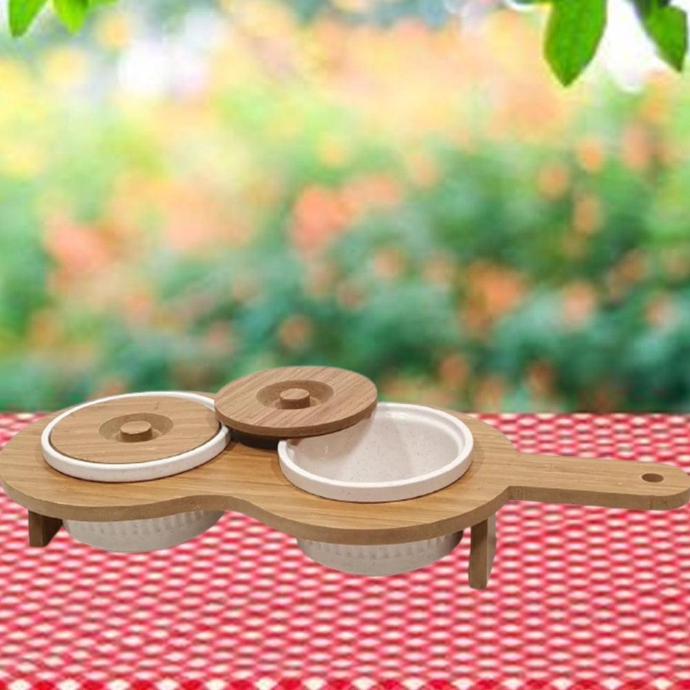 2Pcs Spice & Breakfast & Jam Set, Wooden Serving Set