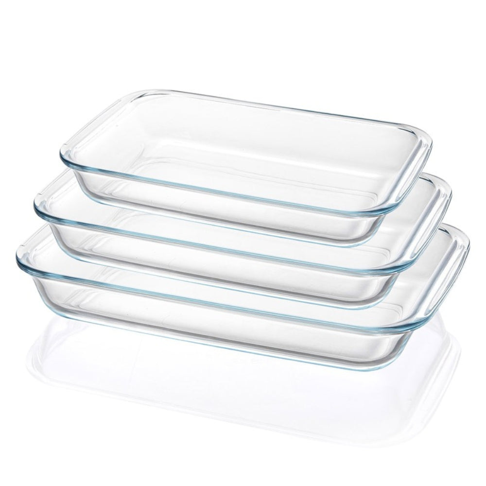 3 Piece Rectangular Glass Baking Trays
