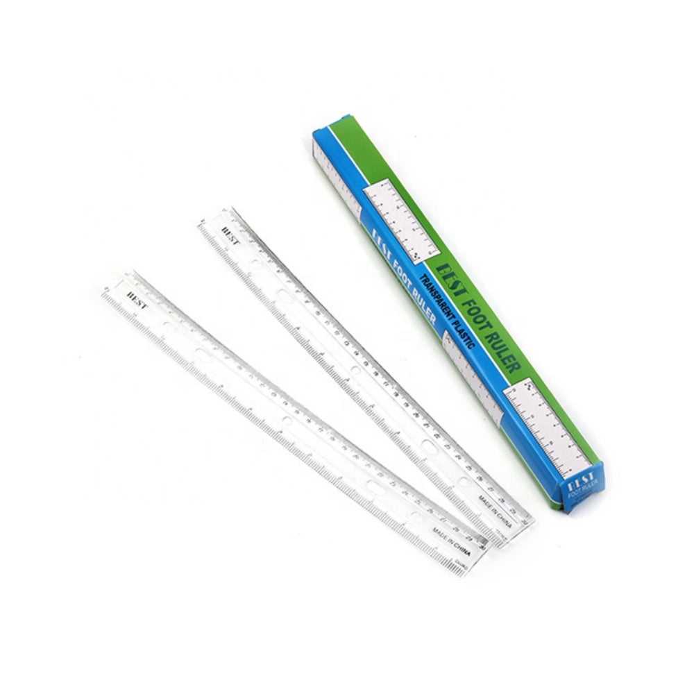 30cm Transparent clear Plastic Scale Ruler 12 Pcs