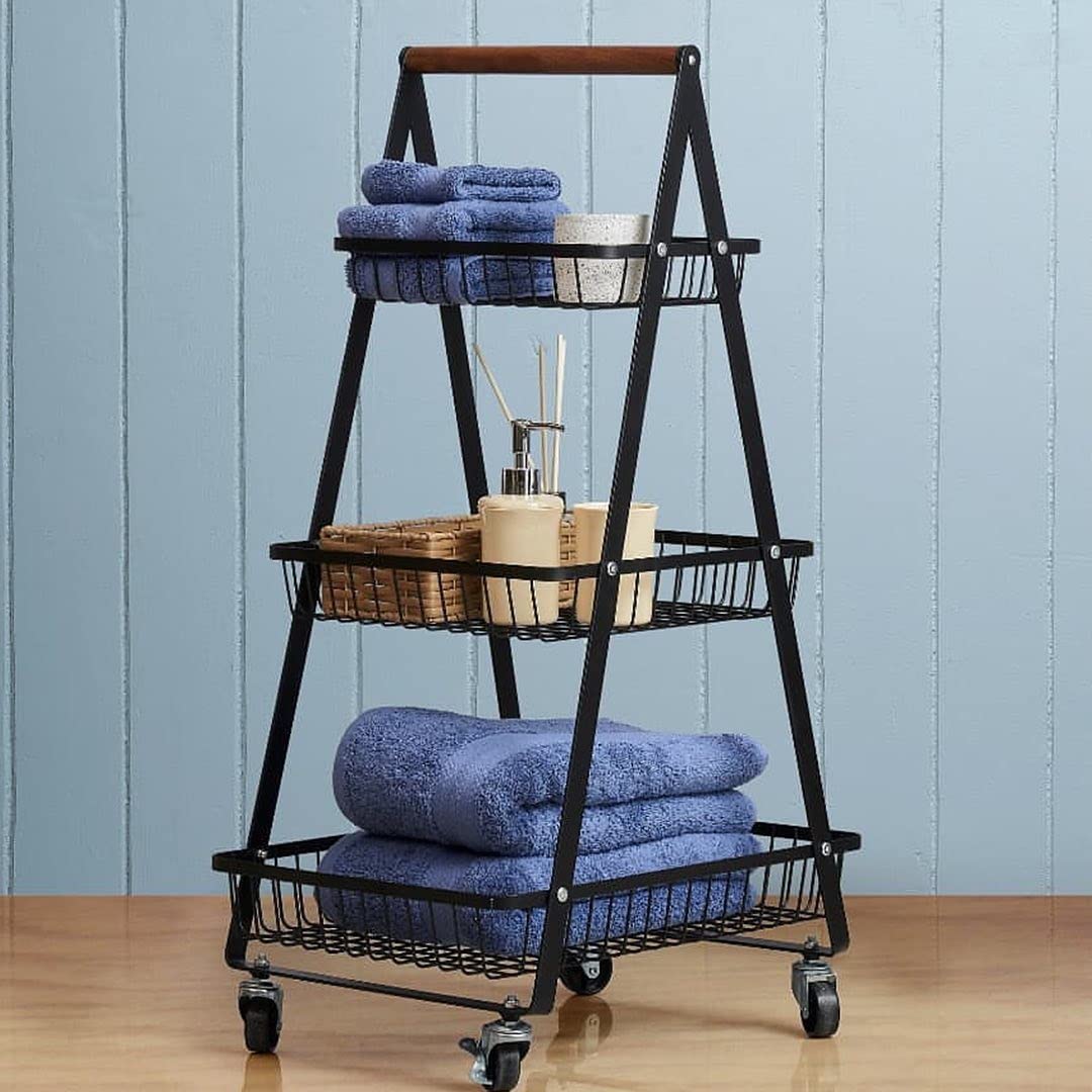 4-Tier Countertop Fruit Basket Storage, Vegetable Rack Bread Display Stand for Kitchen, Black Buffet Elevation Stand