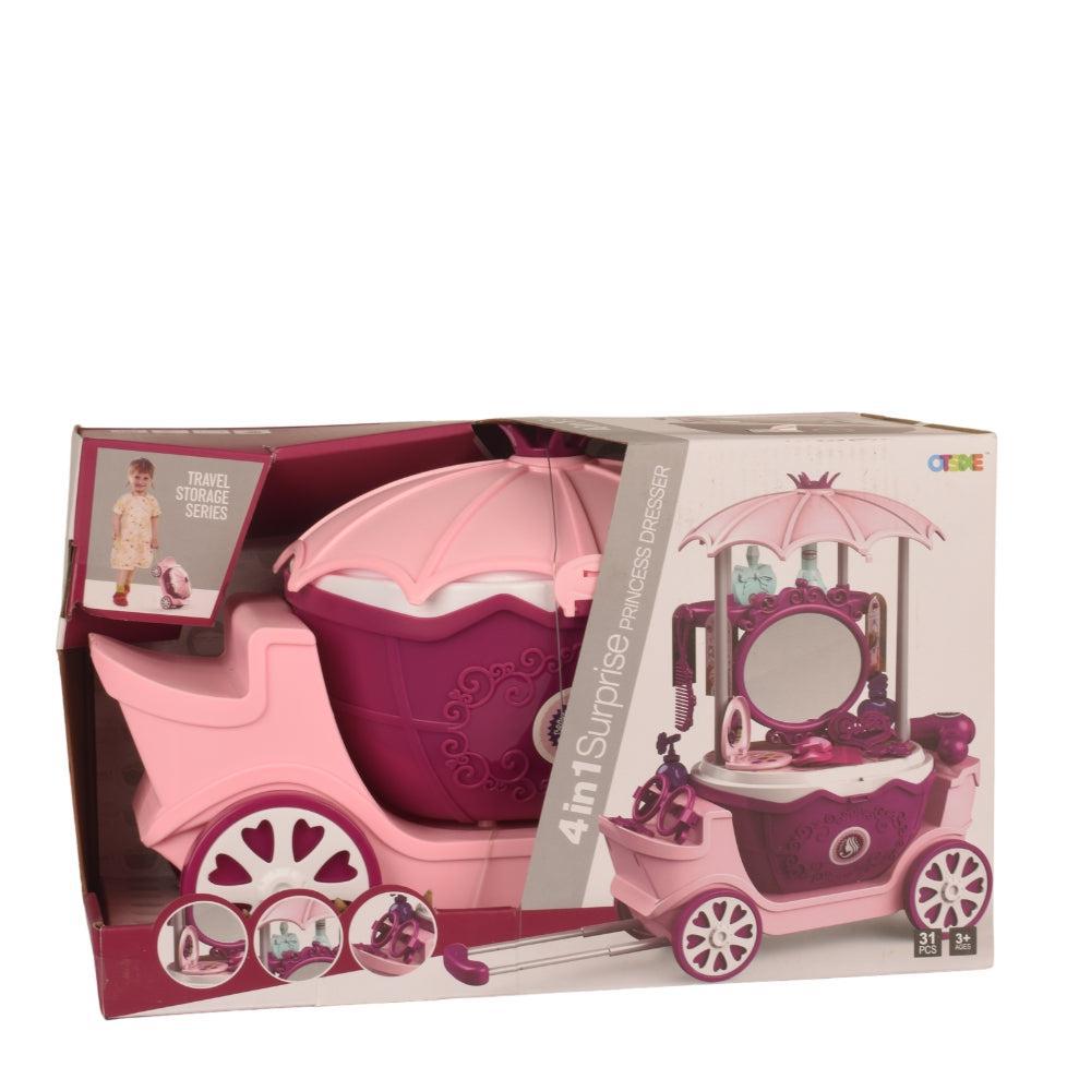 4 in 1 makeup princess trolley, Girls pretend makeup set, Pink dressing trolley, kids Educational makeup set, Children learning makeup set