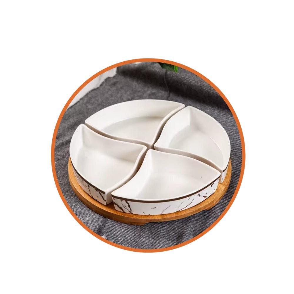 5 Pcs Lazy Susan W/T Bamboo Base