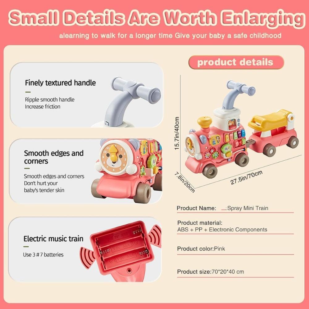 5 in 1 Baby Walker Train, Sit-to-Stand Learning Alphabet Train for Kids, Multifunctional Early Educational Music Activity Center, Removable Play Panel, Pull-Along Car for Kids