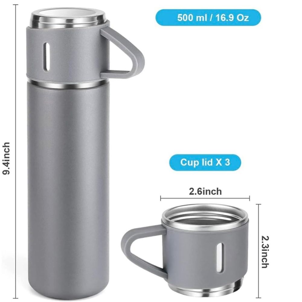 500Ml (16.9) 304 Stainless Steel Thermos Vacuum Flask with 2 Cup (Set)