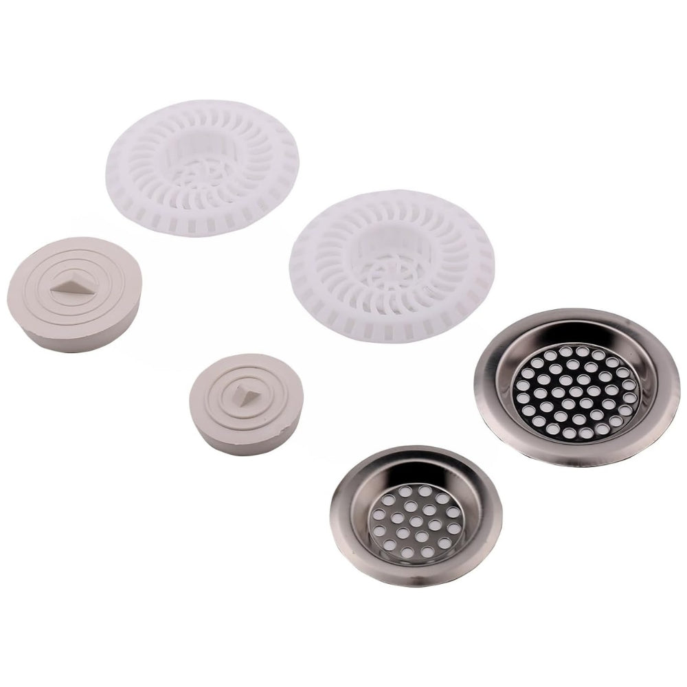 6 Piece with Close Plug-Kitchen and Bathroom Drain Protector Set with Plastic and Stainless Steel