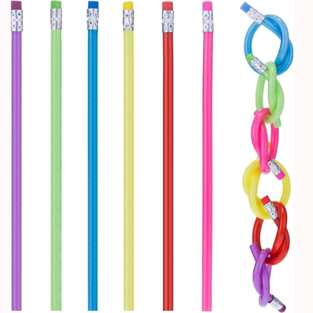 6 Pieces Bendable Pencil Flexible Bendy Soft Pencils with Eraser, Colorfu