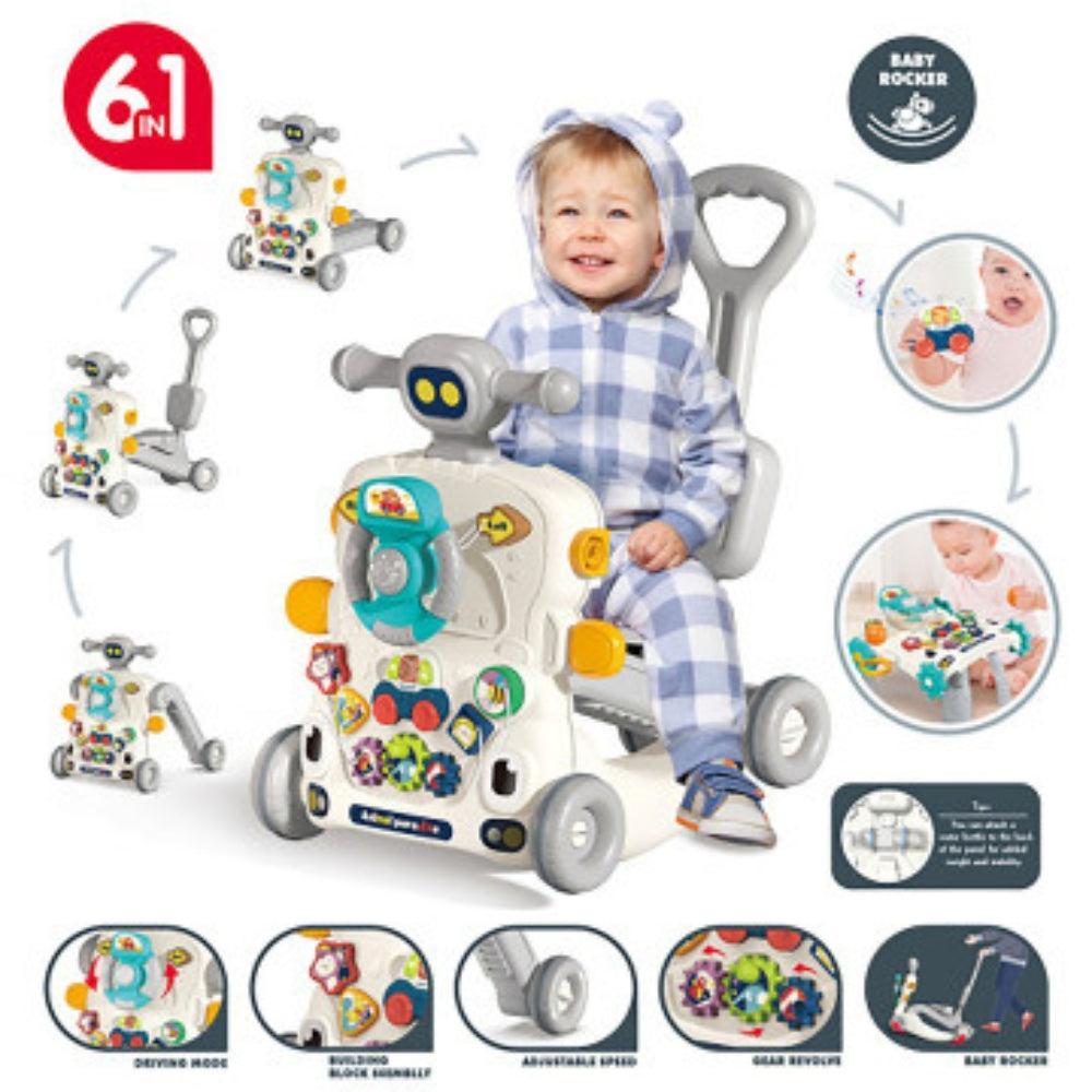 6 in 1 Baby Push Walker for Baby Boy, Musical Activity Center Learning to Walk, Sit to Stand, Early Learning Push Toys for Infant 6-24 Months, Walking Toys Gift for Toddler Boys