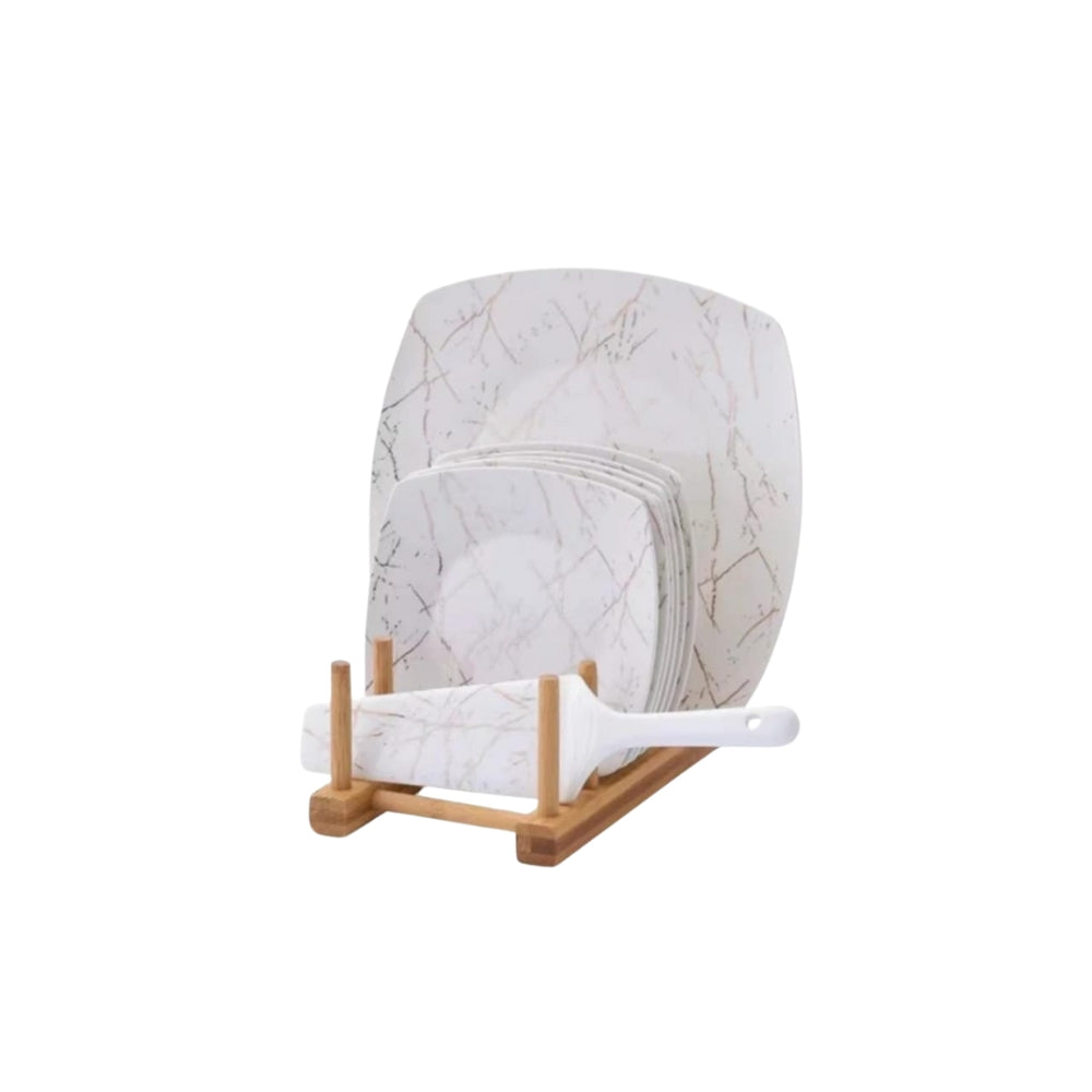 7 PCS Cake Plate Set With Cale Knife And Bamboo Rack