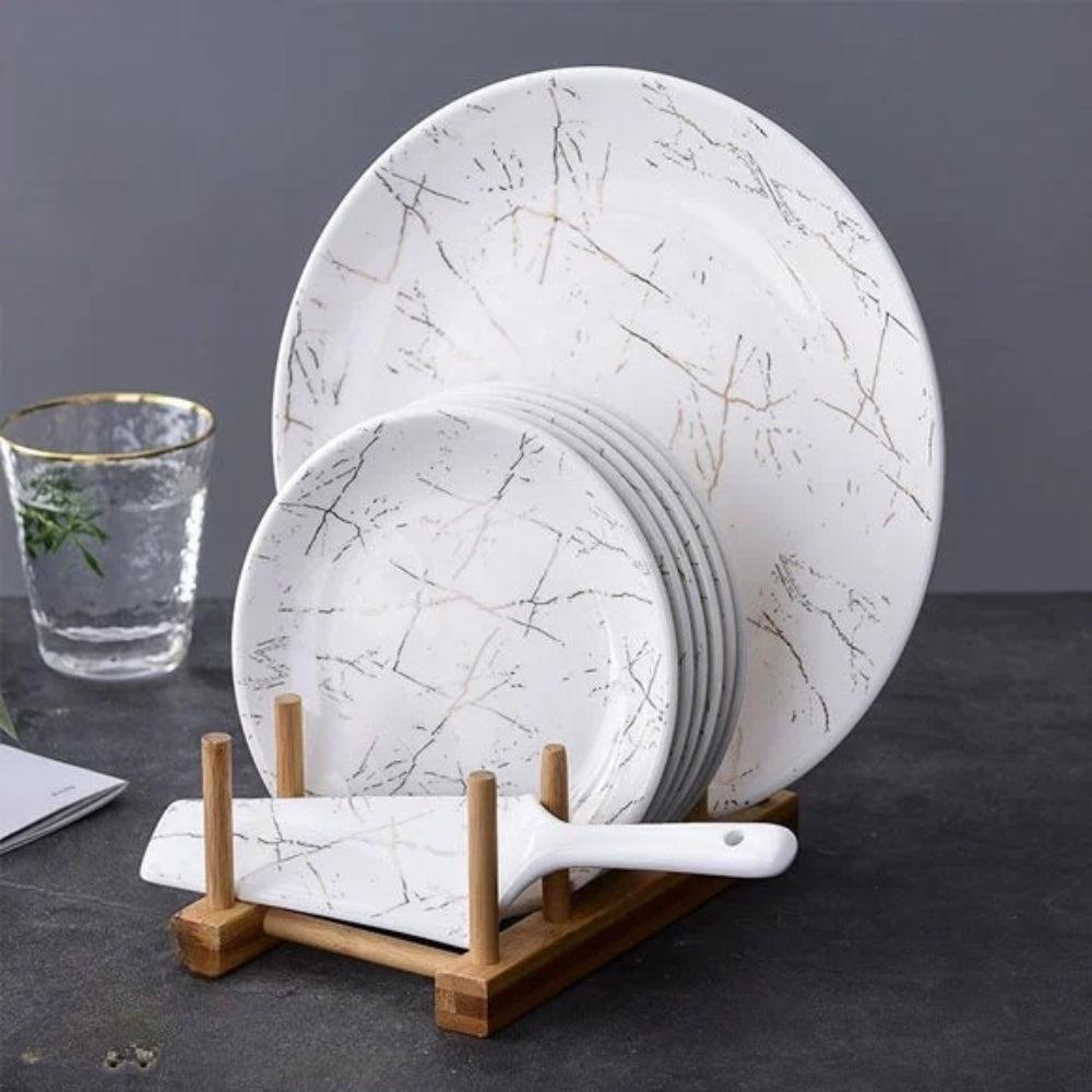 7 PCS Cake Plate Set With Cale Knife And Bamboo Rack