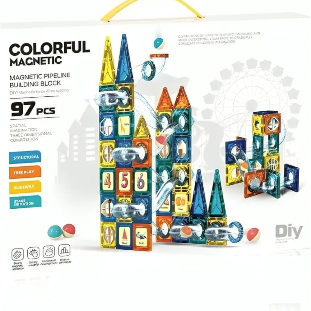 97 Piece Colorful Magnetic Pipeline Blocks