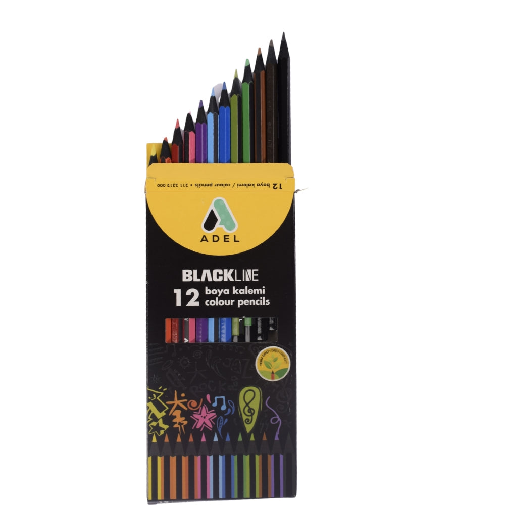 ADEL Blackline Colour Pencils – 12 Colours
