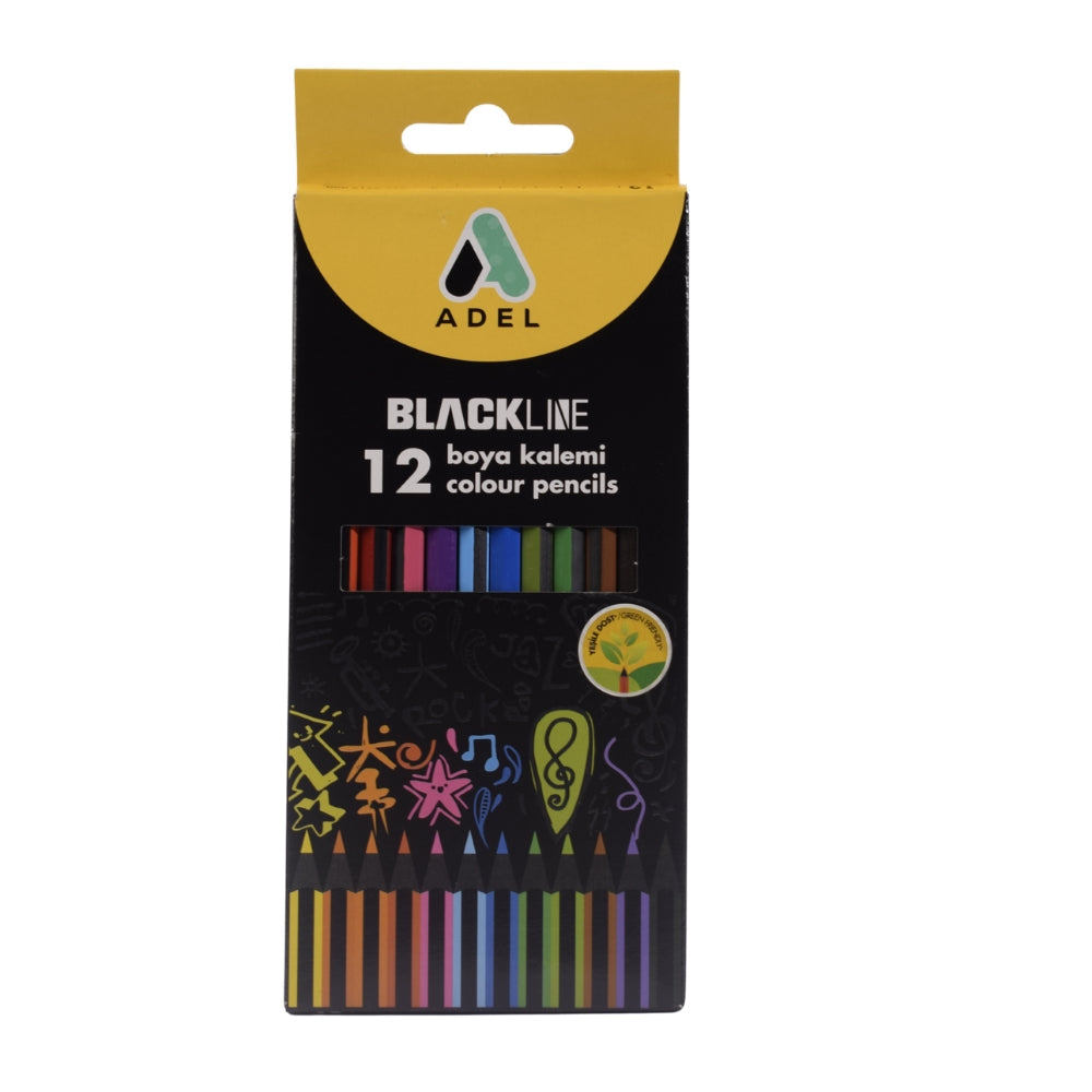 ADEL Blackline Colour Pencils – 12 Colours