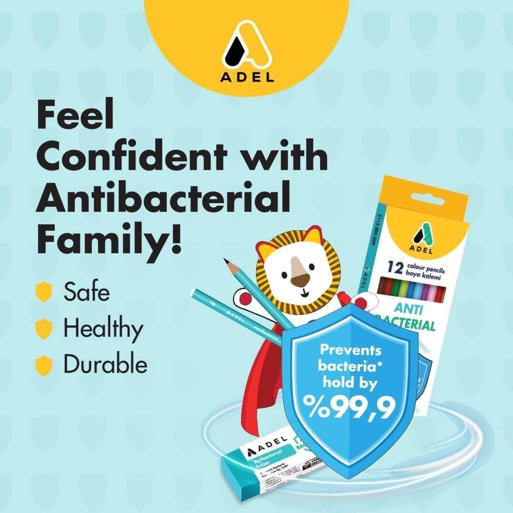 Adel Antibacterial Color Pencils Blister Pack 12pcs