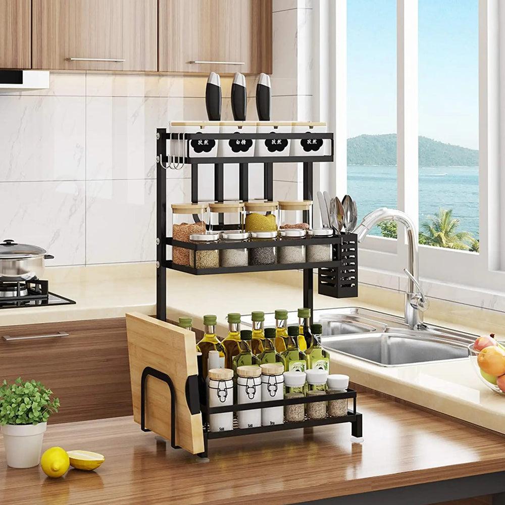 Aquaterior 3 Tier Kitchen Organizer Rack Stainless Steel Adjustable