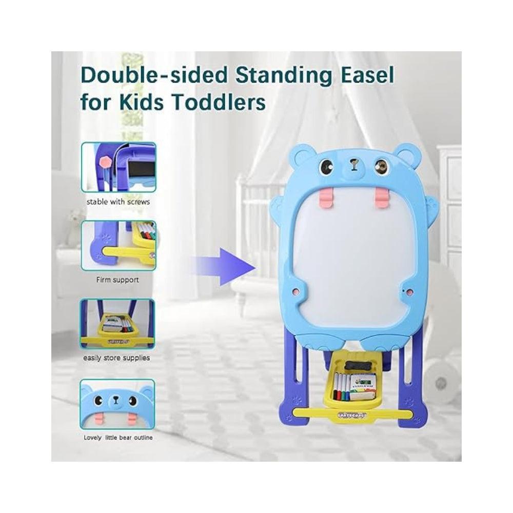 Art Easel for Kids, Double Sided Art Drawing Board with Board for Whiteboard, Toddler Easel with Painting Accessories for Boys and Girls