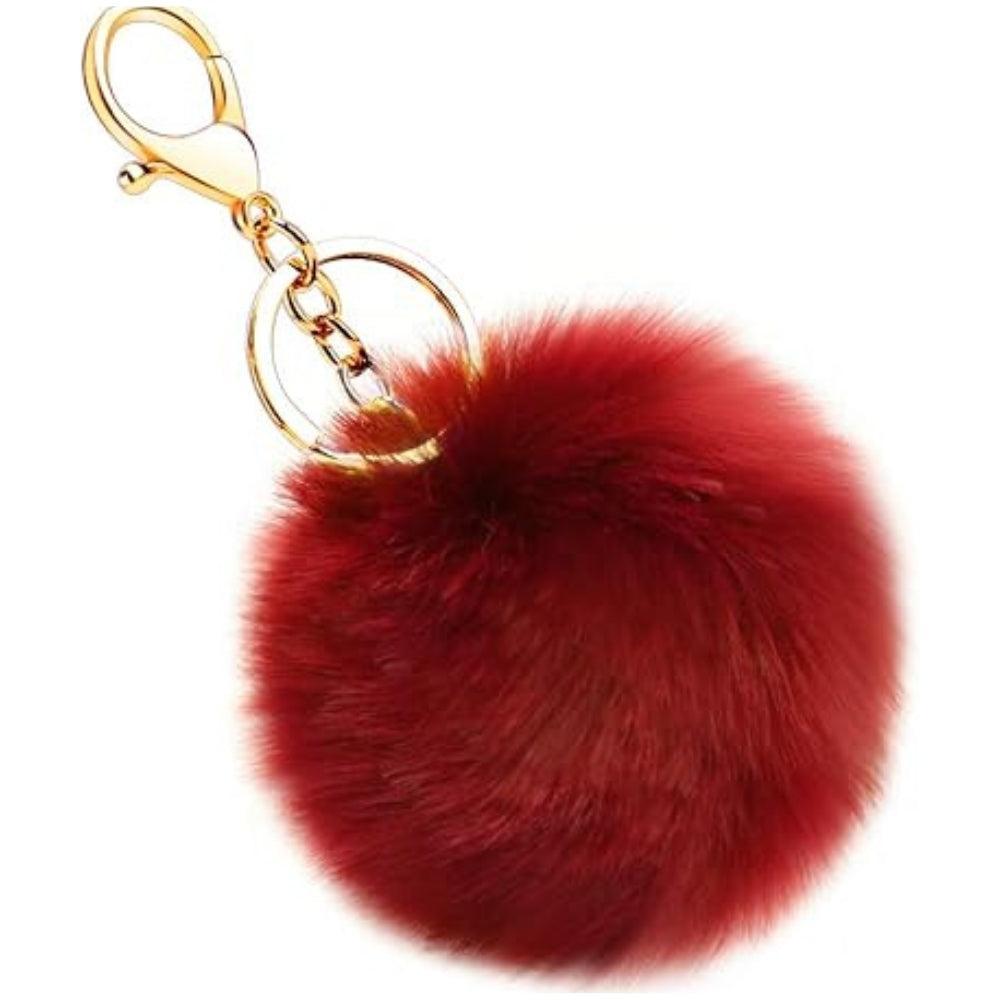 Artificial Rabbit Fur Keychain Fluffy Ball Pom Pom Key Chain Bags Suitcase Backpacks Accessories Charm Car Keychain Keyring for Women Girls