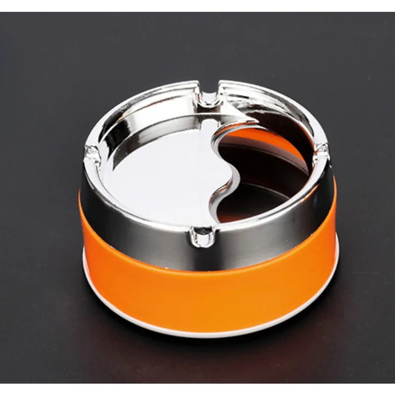 Ashtray 1pc Stainless Steel Orange Detachable Rotatable Lid 360 Degree Free Rotation Resistance Cigarette