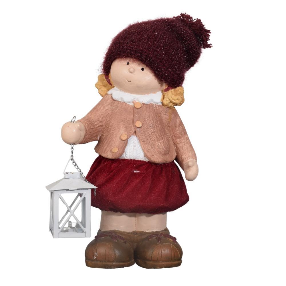 Autumn Girl Figurine with Maple Leaves