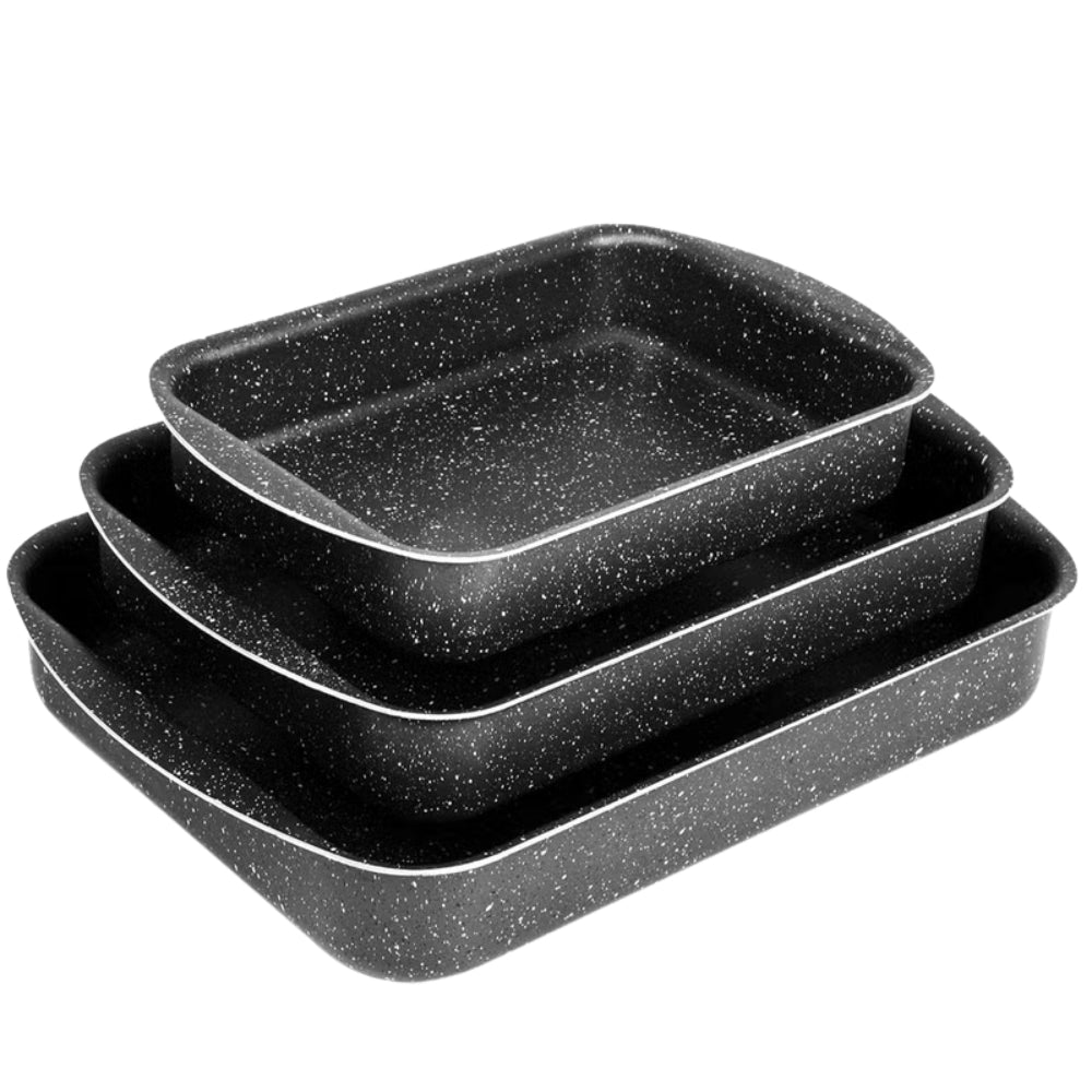 BAROLY Set Of Rectangular Granite Oven Trays 3 Pieces