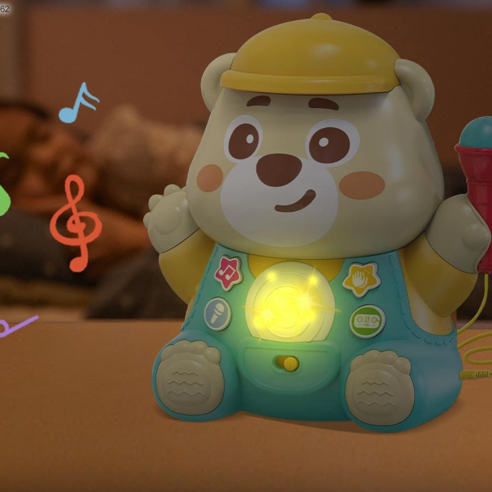 Baby Musical Instruments Montessori Musical Toys Cartoon Bear Plastic Karaoke Microphones Educational Music Toy Bear