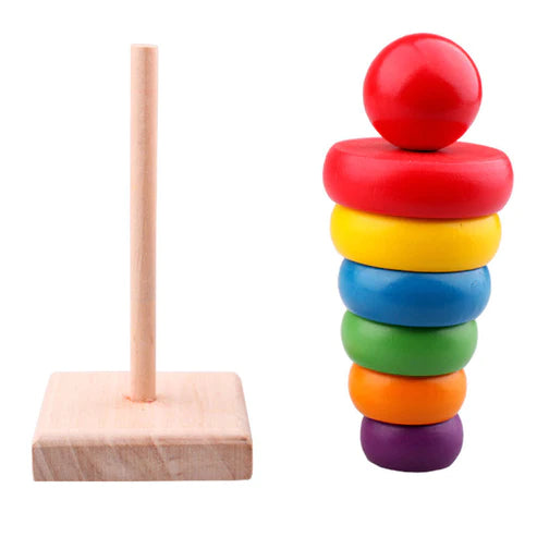 Baby Wooden Rainbow Stacking Tower Toy For Kids
