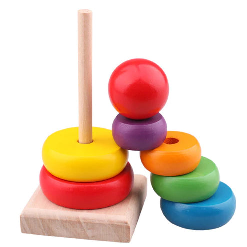 Baby Wooden Rainbow Stacking Tower Toy For Kids