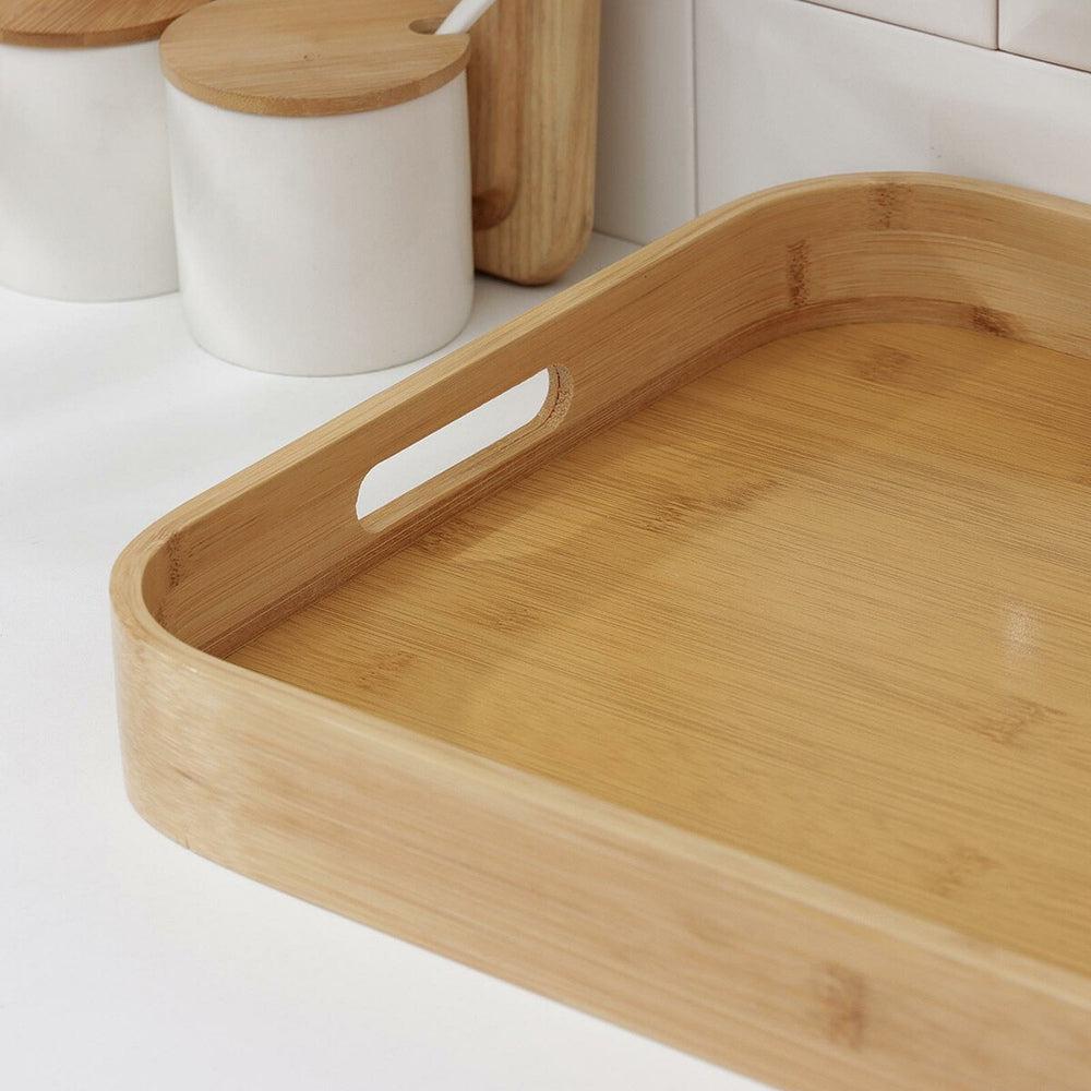 Bamboo Rectangular Round Tea Tray Simple Wooden Storage Trays Hotel Home Breakfast Dessert Food Serving Tray Kitchen Supplies