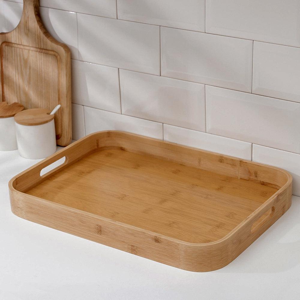 Bamboo Rectangular Round Tea Tray Simple Wooden Storage Trays Hotel Home Breakfast Dessert Food Serving Tray Kitchen Supplies