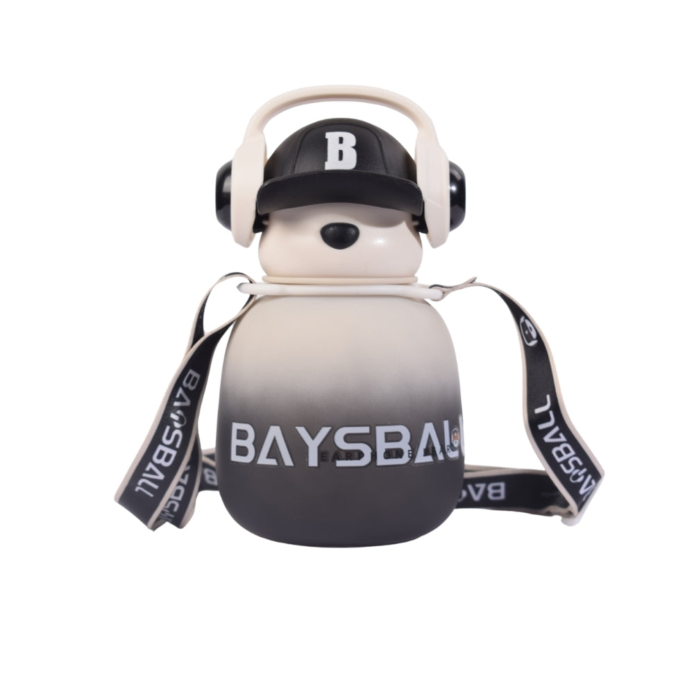 Baysball Bear-Themed Kids Water Bottle with Stra