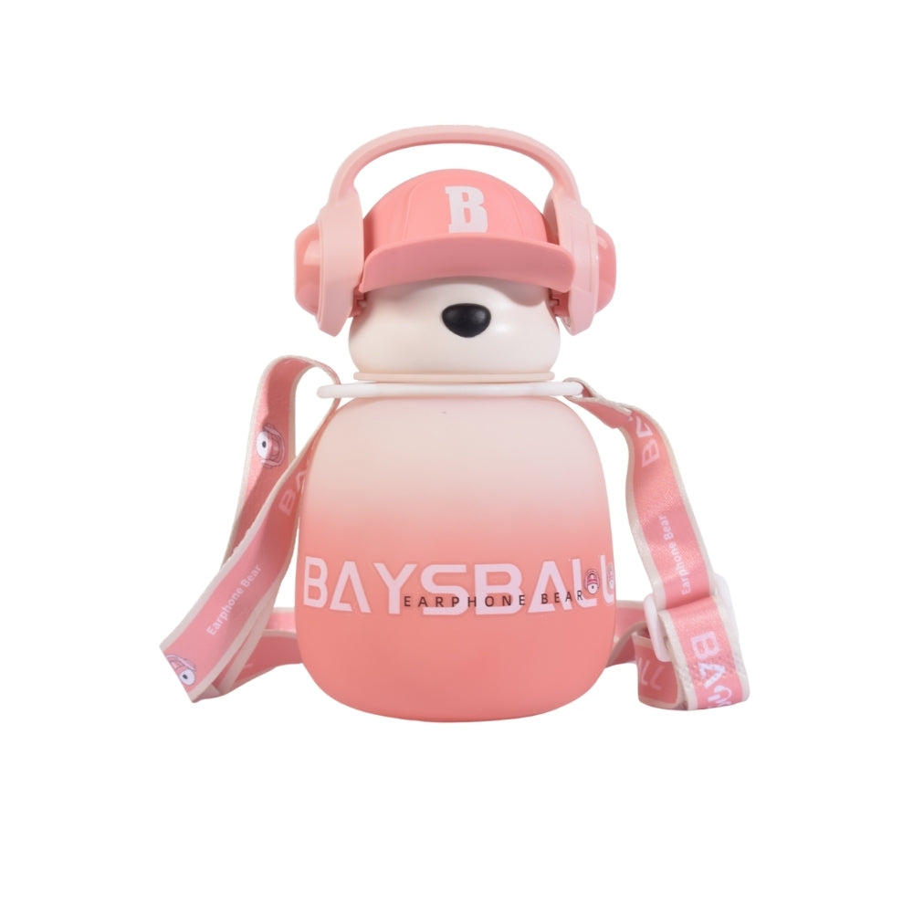Baysball Bear-Themed Kids Water Bottle with Stra