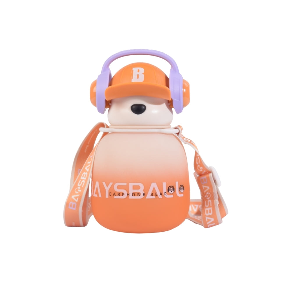 Baysball Bear-Themed Kids Water Bottle with Stra
