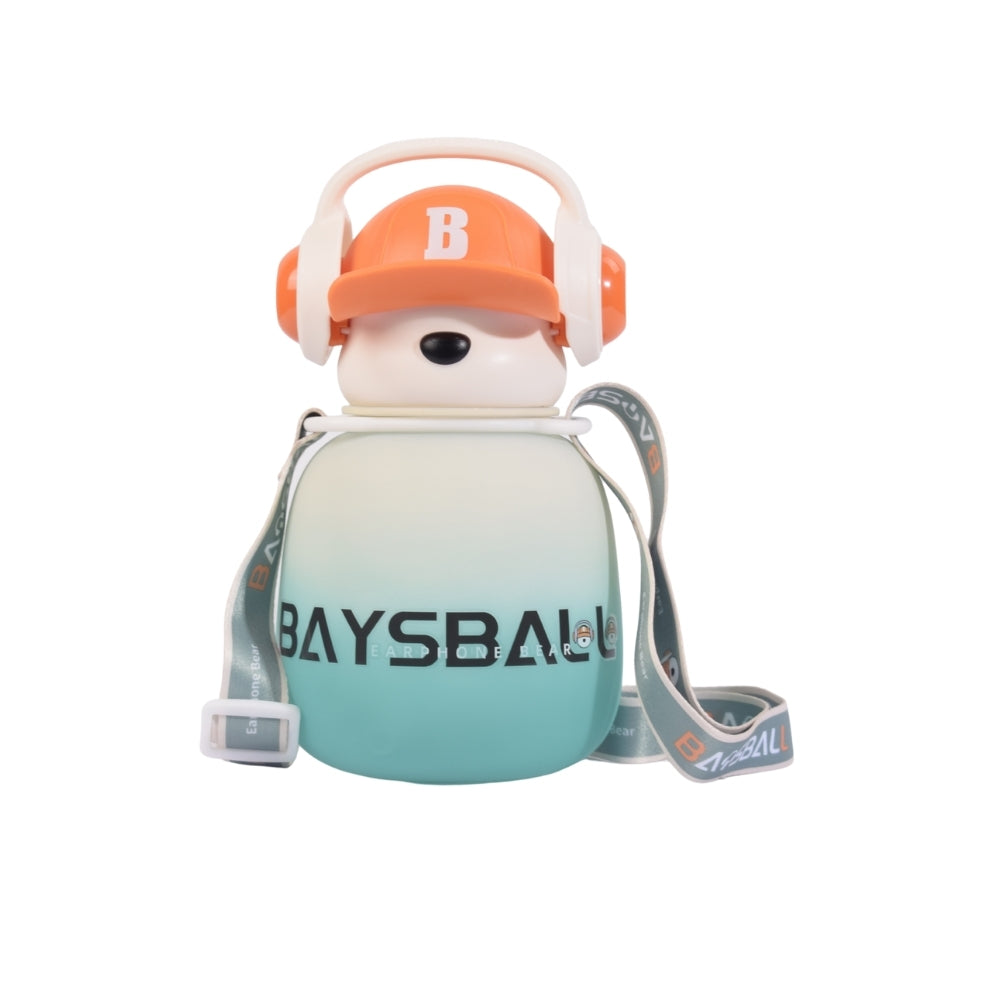 Baysball Bear-Themed Kids Water Bottle with Stra