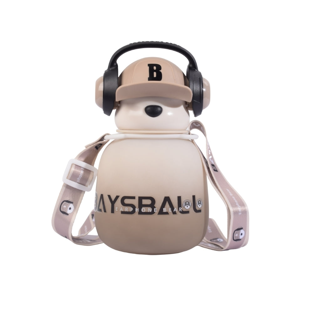 Baysball Bear-Themed Kids Water Bottle with Stra
