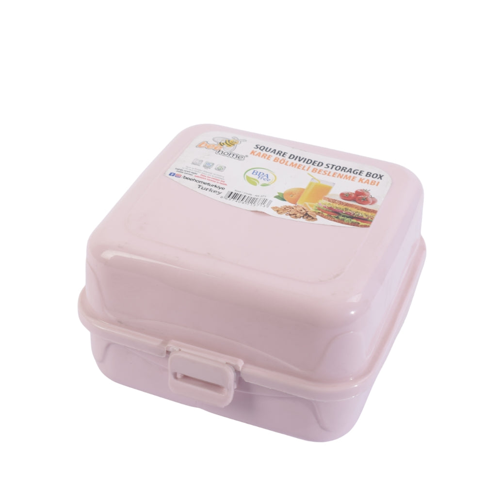 Bee Home Square Divided Storage Lunch Box – Pink