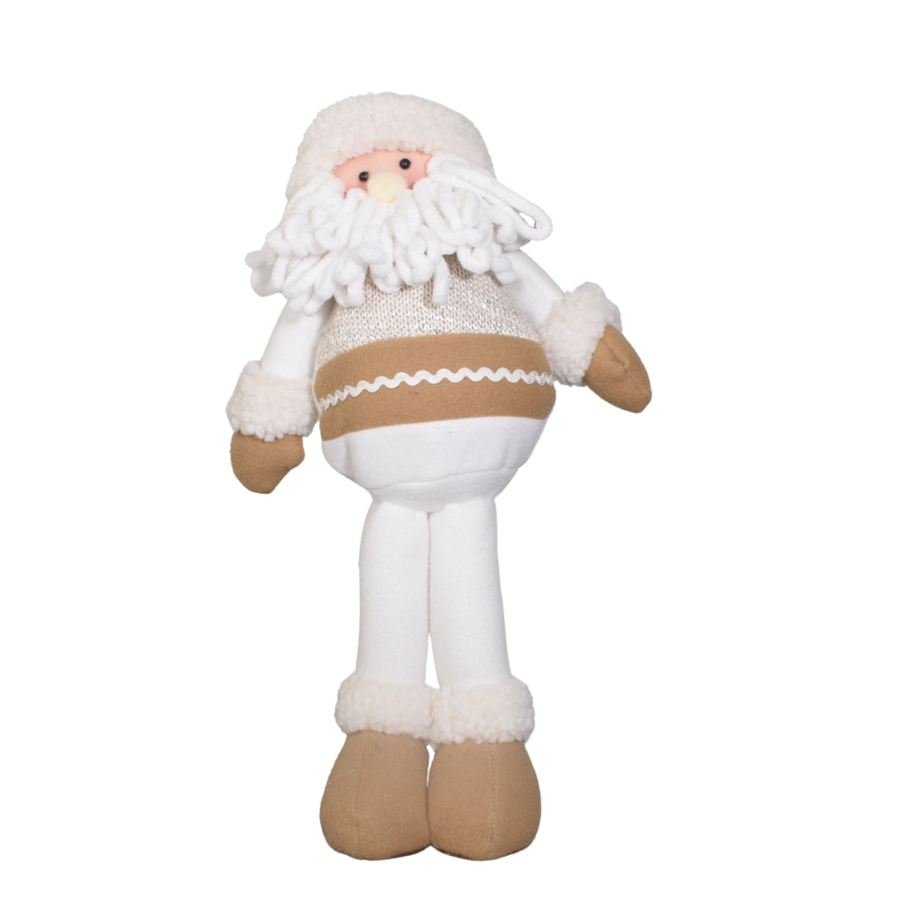 Beige & White Santa Plush Christmas Decoration
